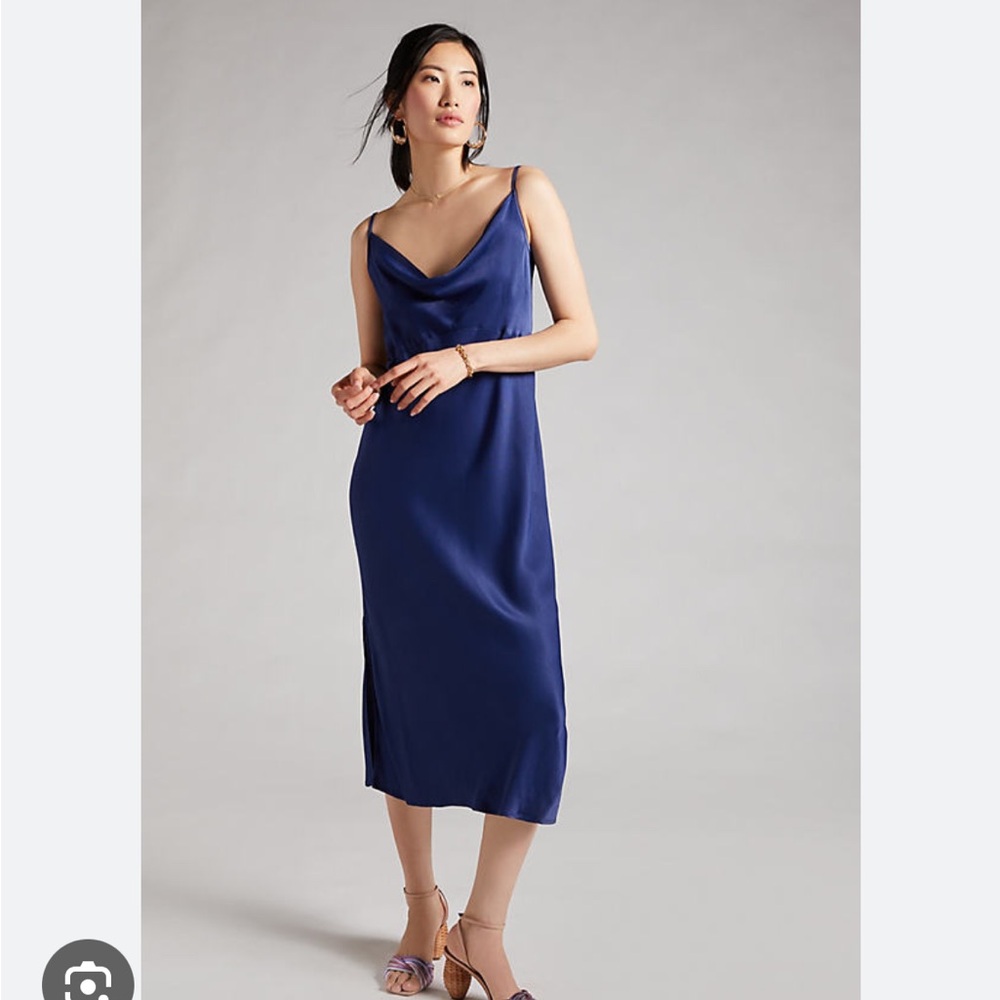 The Elyse Slip Dress by Anthropologie in Navy size medium